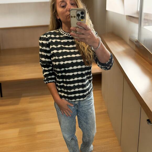 Amit Aggarwal Anthro Blurred Lines High Neck Blouse - Picture 5 of 7